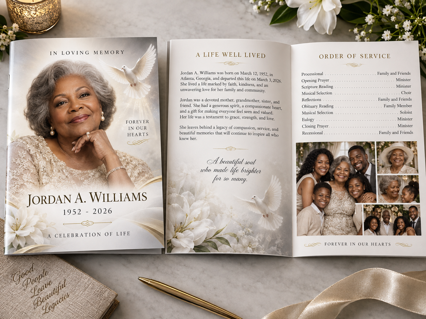 White Dove Remembrance professional design template