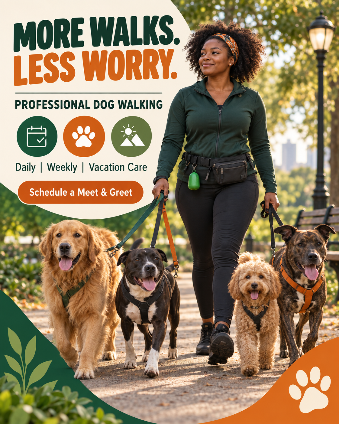 More Walks Less Worry professional design template